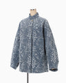Floral Jacquard Denim Jacket - blue