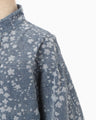 Floral Jacquard Denim Jacket - blue