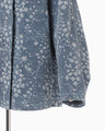 Floral Jacquard Denim Jacket - blue