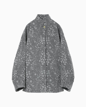 Floral Jacquard Denim Jacket - grey