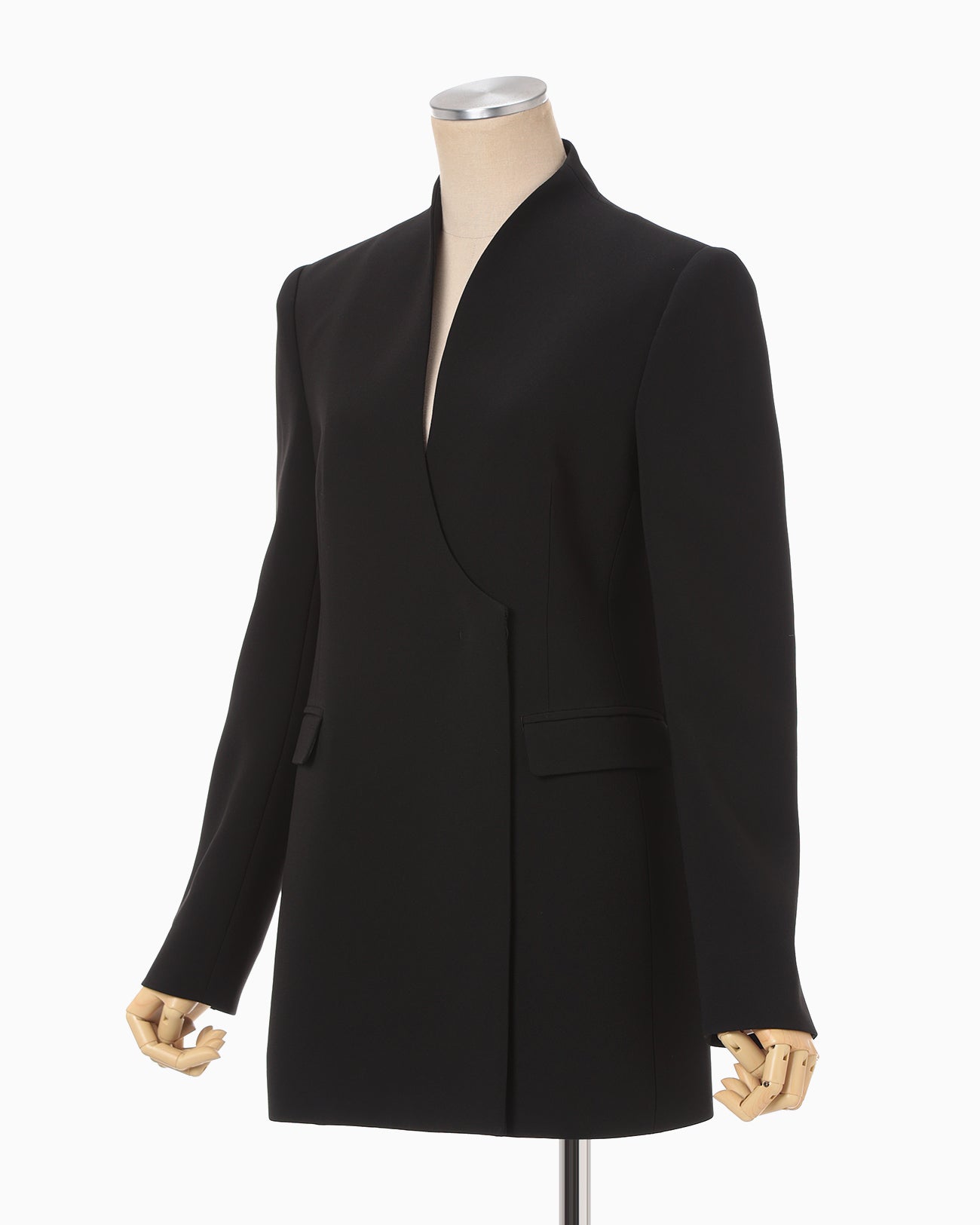 Triacetate Polyester Collarless Double Breasted Suit Jacket