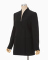 Triacetate Polyester Collarless Double Breasted Suit Jacket - black