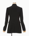 Triacetate Polyester Collarless Double Breasted Suit Jacket - black