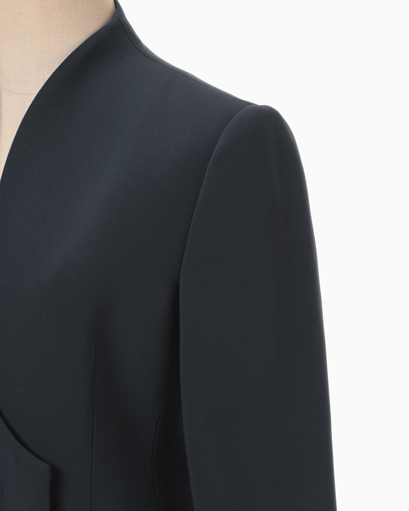 Triacetate Polyester Collarless Double Breasted Suit Jacket - navy