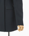 Triacetate Polyester Collarless Double Breasted Suit Jacket - navy