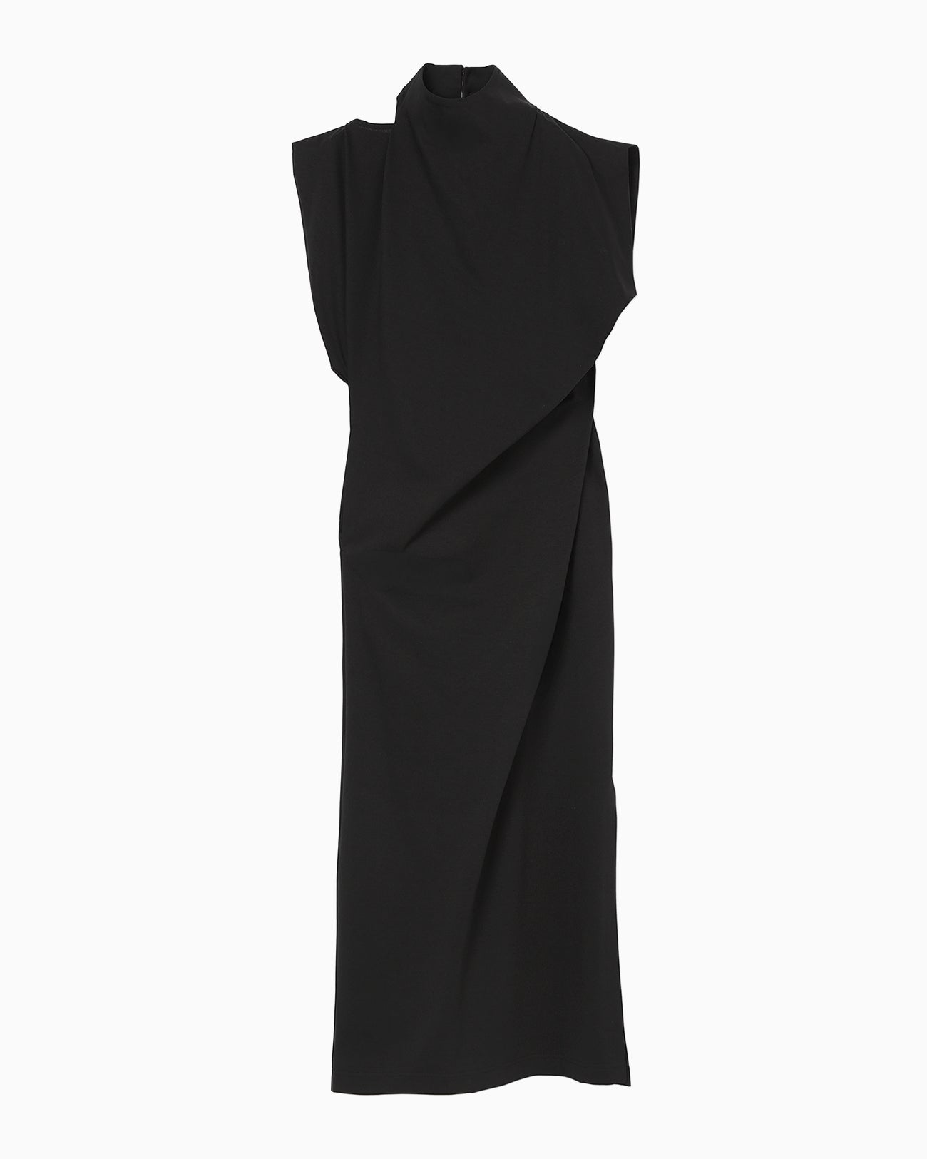 Cotton Jersey Asymmetric Dress - black - Mame Kurogouchi