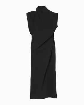 Cotton Jersey Asymmetric Dress - black