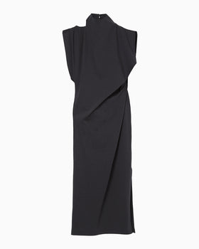 Cotton Jersey Asymmetric Dress - navy