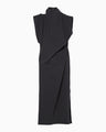 Cotton Jersey Asymmetric Dress - navy