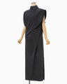 Cotton Jersey Asymmetric Dress - navy