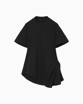 Cotton Jersey Asymmetric T-Shirt - black