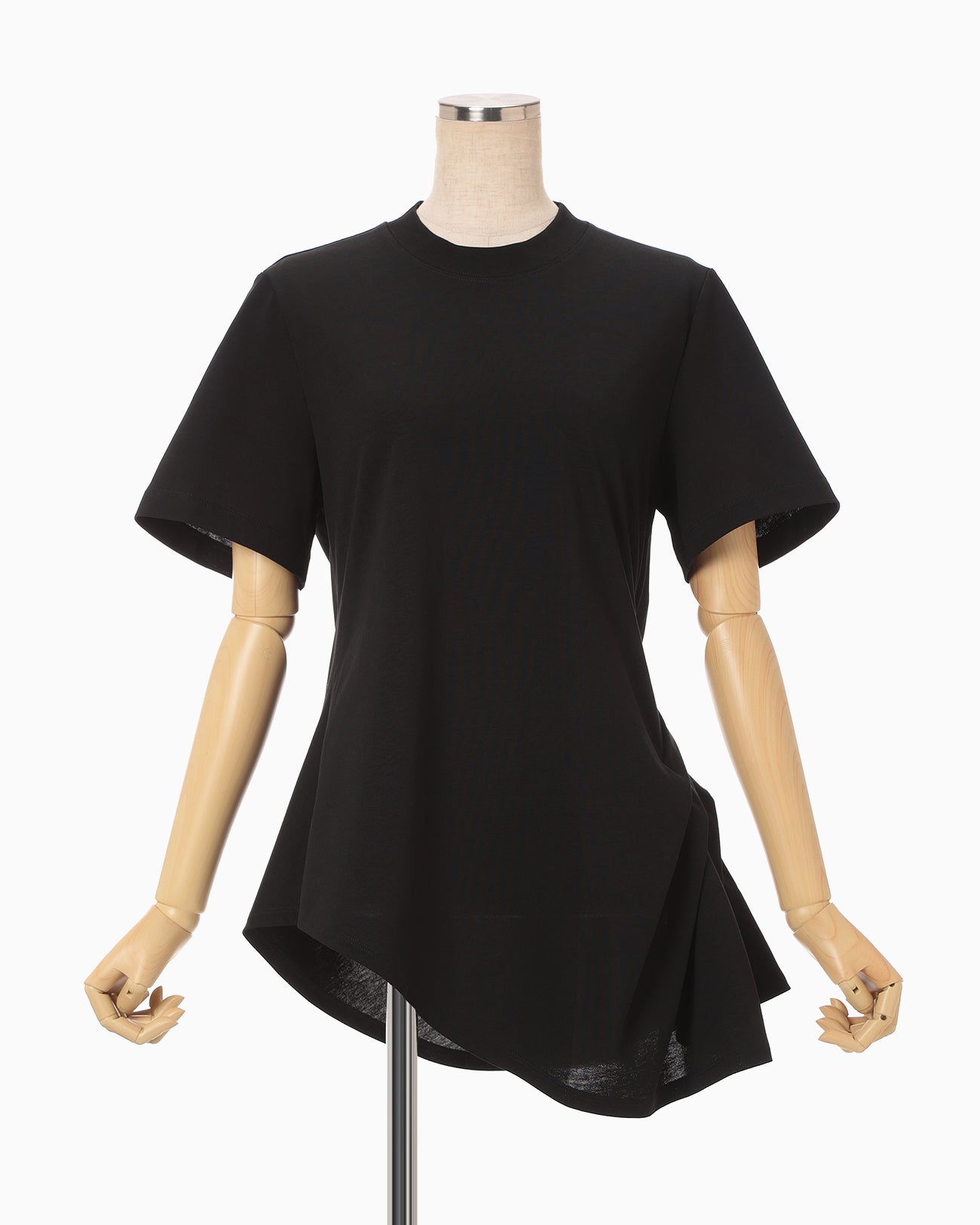 Cotton Jersey Asymmetric T-Shirt - black - Mame Kurogouchi