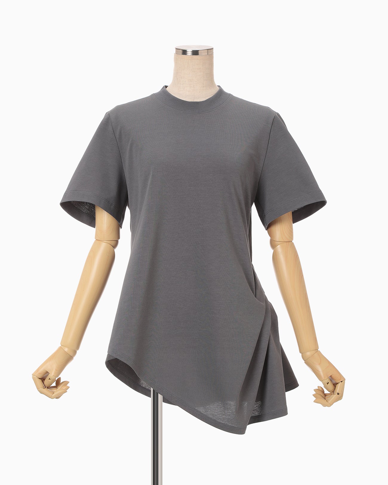 Cotton Jersey Asymmetric T-Shirt - grey - Mame Kurogouchi