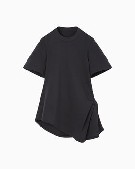 Cotton Jersey Asymmetric T-Shirt - navy