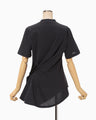 Cotton Jersey Asymmetric T-Shirt - navy