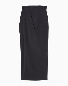 Cotton Jersey Asymmetric Skirt - navy