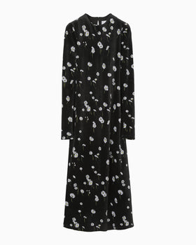 Velour Jersey Floral Dress - black