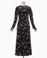 Velour Jersey Floral Dress - black