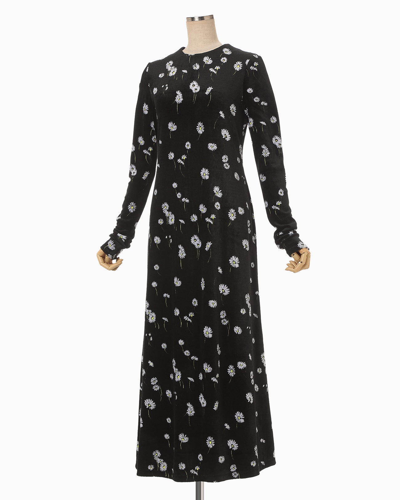 Mame Kuroouchi マメ Floral Willow Dress Velour Jersey Floral Dress - black - Mame Kurogouchi
