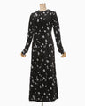 Velour Jersey Floral Dress - black
