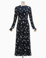 Velour Jersey Floral Dress - navy