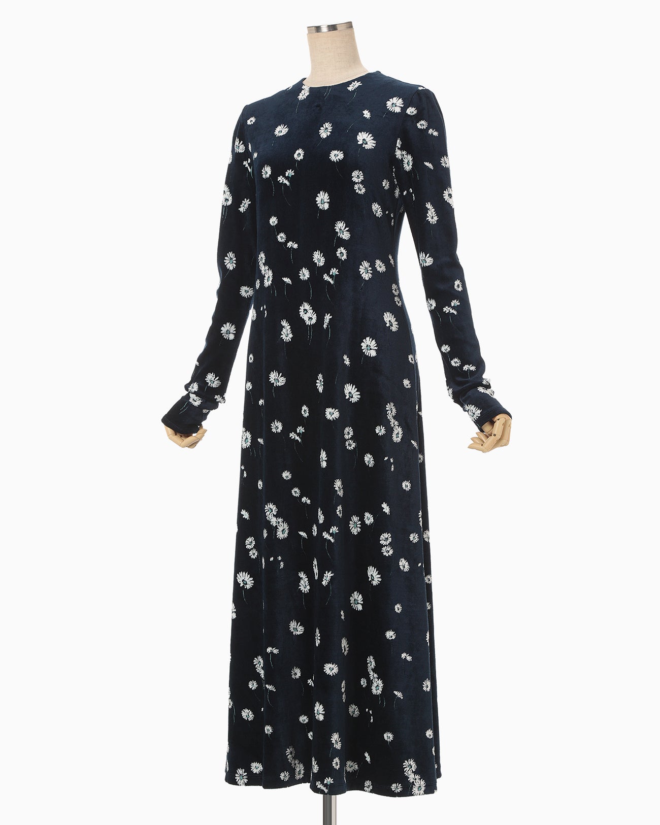 Velour Jersey Floral Dress - navy - Mame Kurogouchi