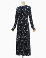 Velour Jersey Floral Dress - navy
