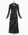 Velour Jersey Floral Dress - navy