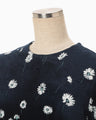 Velour Jersey Floral Dress - navy