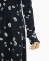 Velour Jersey Floral Dress - navy