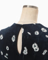 Velour Jersey Floral Dress - navy