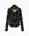Velour Jersey Floral High Neck Top - black