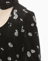 Velour Jersey Floral High Neck Top - black
