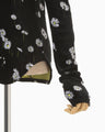 Velour Jersey Floral High Neck Top - black