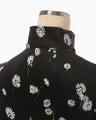 Velour Jersey Floral High Neck Top - black