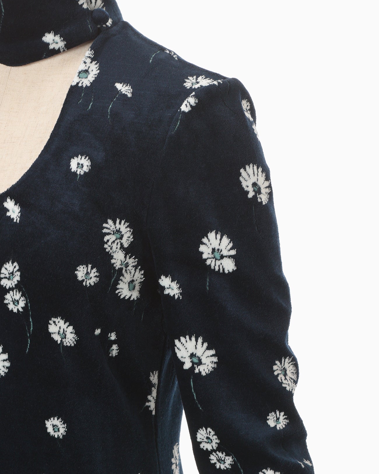 Velour Jersey Floral High Neck Top - navy - Mame Kurogouchi