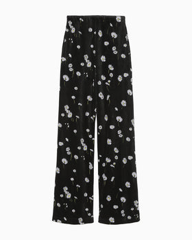 Velour Jersey Floral Trousers - black