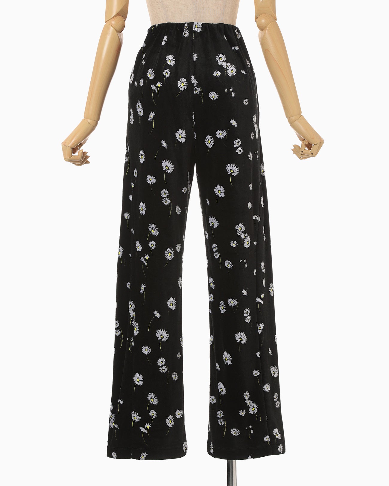 まるこめ12　８６ Velour Jersey Floral Trousers - black - Mame Kurogouchi