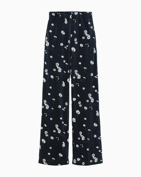 Velour Jersey Floral Trousers - navy