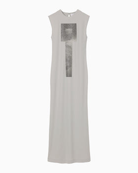 Glass Beads Printed Dress - grey