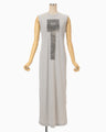 Glass Beads Printed Dress - grey