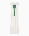 Glass Beads Printed Dress - white