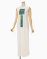 Glass Beads Printed Dress - white