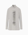 Glass Beads Printed High Neck Top - grey