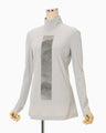 Glass Beads Printed High Neck Top - grey