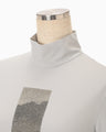 Glass Beads Printed High Neck Top - grey