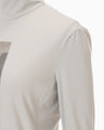 Glass Beads Printed High Neck Top - grey