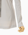 Glass Beads Printed High Neck Top - grey