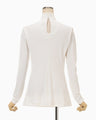 Glass Beads Printed High Neck Top - white