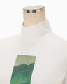 Glass Beads Printed High Neck Top - white